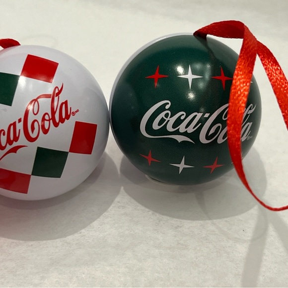 COCA-COLA Cineplex Santa Claus Ornaments Holding Popcorn + 3 Tin Holiday Baubles - Picture 13 of 13